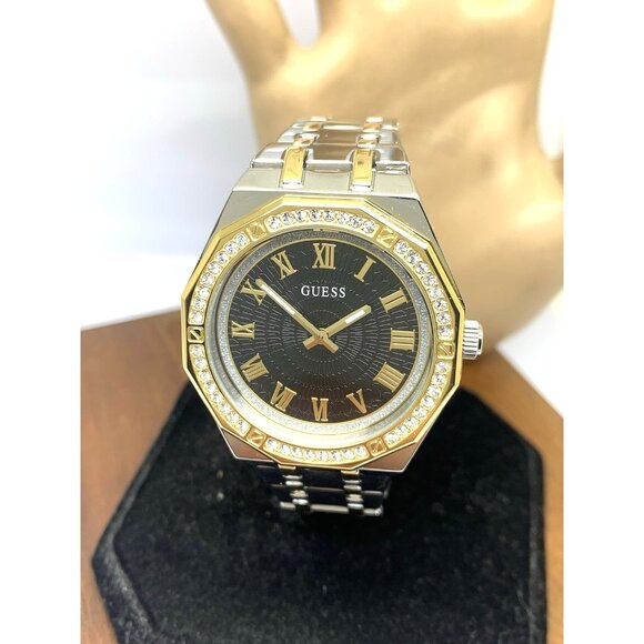 Guess Accessories - Guess Womens Watch GW0770L4 Quartz Black Dial Gemmed 2-Tone Stainless Steel 36mm